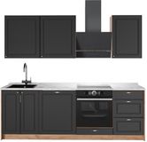 Vicco Complete keukeneenheid Fame-Line, Anthrazit-Gold Landhaus/Goudkleurig Eiken, 230 cm, WB Marmer