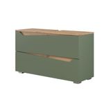 Vicco Wastafelonderkast Marelle, Groen/Artisanaal eiken, 100 x 57.5 cm met 2 lades