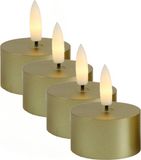Countryfield LED theelichtjes/waxinelichtjes - 4x st - goud - D4 x H5,2 cm - met timer