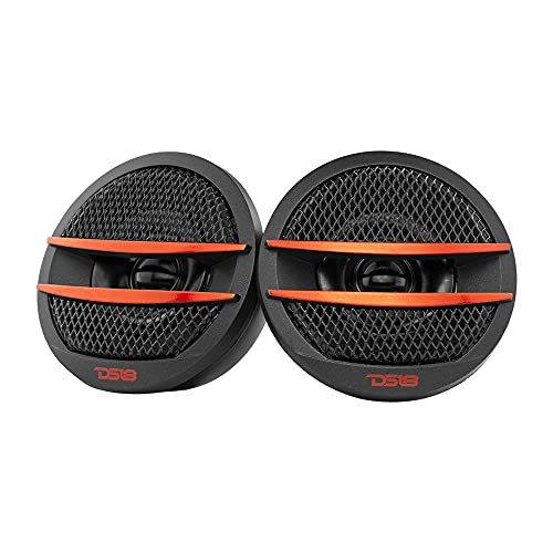 DS18 TX1R Tweeter X1 3,5 cm 200 Watt Max Pei Dome Ferriet Tweeters met Montageset Hoek, Flush & Surface - Set van 2 (zwart/rood)