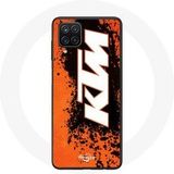 Maniacase Hoesje voor Samsung Galaxy A42 5G KTM Logo wit oranje achtergrond