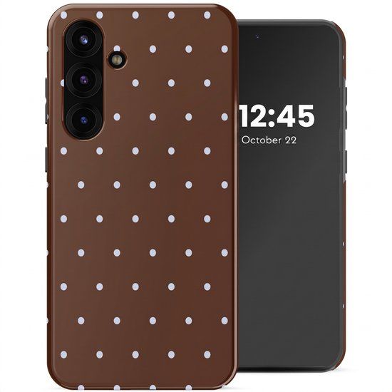 Selencia Hoesje - Geschikt voor Samsung Galaxy S25 FE - Backcover - Happy Dots Chocolate