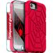 Grifobes iPhone SE 2022/2020 Case, iPhone 8/7/6/6S met 2 Pack Screen Protector, Heavy Duty Shockproof Beschermende iPhone SE 3e/2e Generatie Cover 4.7 inch Rood+Zwart