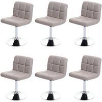 Kavala Set van 6 eetkamerstoelen Bureaustoel Stoel kunstleer chroom ~ taupe-grijs