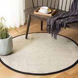 Safavieh Natuurvezeltapijt voor woonkamer, eetkamer, slaapkamer, natuurlijke vezelcollectie, korte pool, natuurlijk en zwart, 91 x 91 cm
