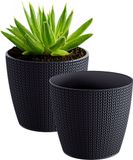 Prosperplast Plantenpot - 2x - antraciet - kunststof - D16 x H14 cm