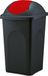 BigDean Poubelle grande capacité 60 L - noire - avec couvercle à charnière rouge - en plastique