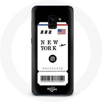 Maniacase Hoesje voor Samsung Galaxy A8 Plus Vliegticket New York