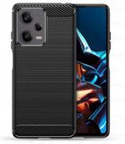 Techsuit Carbon Silicone Back Cover Zwart voor Xiaomi Poco X5 Pro / Redmi Note 12 Pro