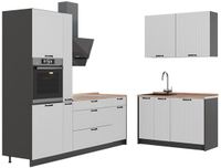 Vicco Keuken Fame-Line, Wit Landhuis/Antraciet, 220 x 120 cm, WB Eik