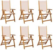 vidaXL Klapstoelen 6 stuks massief acaciahout en textilene crème