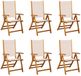 vidaXL Klapstoelen 6 stuks massief acaciahout en textilene crème