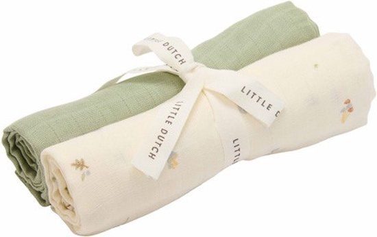 Little Dutch Swaddle - Wit en Groen - Forest Treasures - 2 stuks