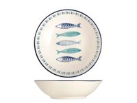 H&H Set 12 Piatti Fondi Sardinas In Stoneware Decorato Cm 20,5