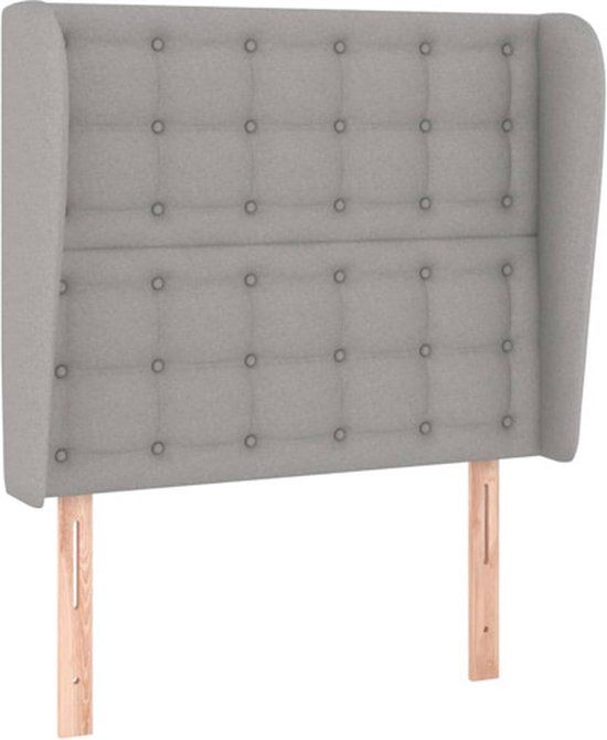 vidaXL Hoofdbord met randen 83x23x118/128 cm stof lichtgrijs