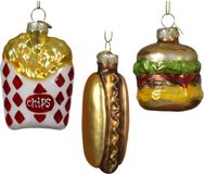 Decoris Kersthangers snacks - 3x stuks - goud - glas