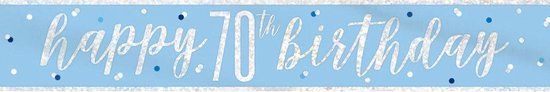 Verjaardagsbanner 70 jaar - 2,74 m - Blauw - Glitter thema - Feestversiering