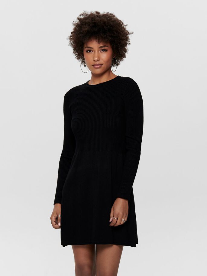 ONLY ONLALMA L/S O-NECK DRESS KNT NOOS Women's Dress - Size M - Black