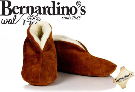 Bernardino Spaanse sloffen cognac 100% wollen voering 38