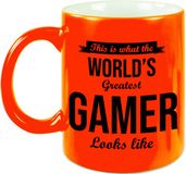Bellatio Decorations Shoppartners Bv This is what the worlds greatest gamer looks like - cadeau koffiemok - theebeker - 300 ml - gamer cadeau - tekst mokken