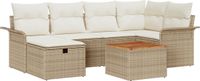 vidaXL Tuinbank Set 7-delig Beige Polyrattan