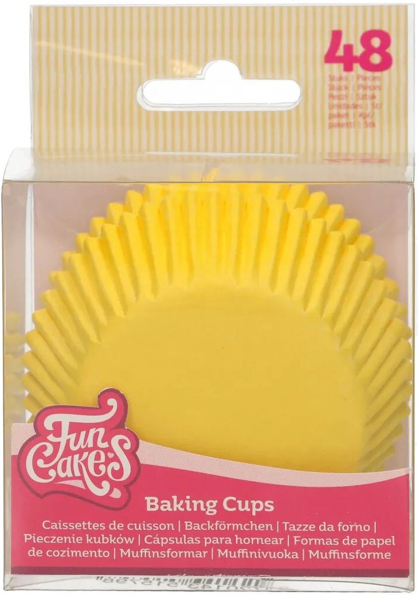 FunCakes Baking Cups Geel: Perfect voor alle cupcakes, Cupcakes en meer, Taart decoratie, pk/48