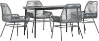 vidaXL 5-delige Tuinset met Kussens Poly Rattan Glas Grijs
