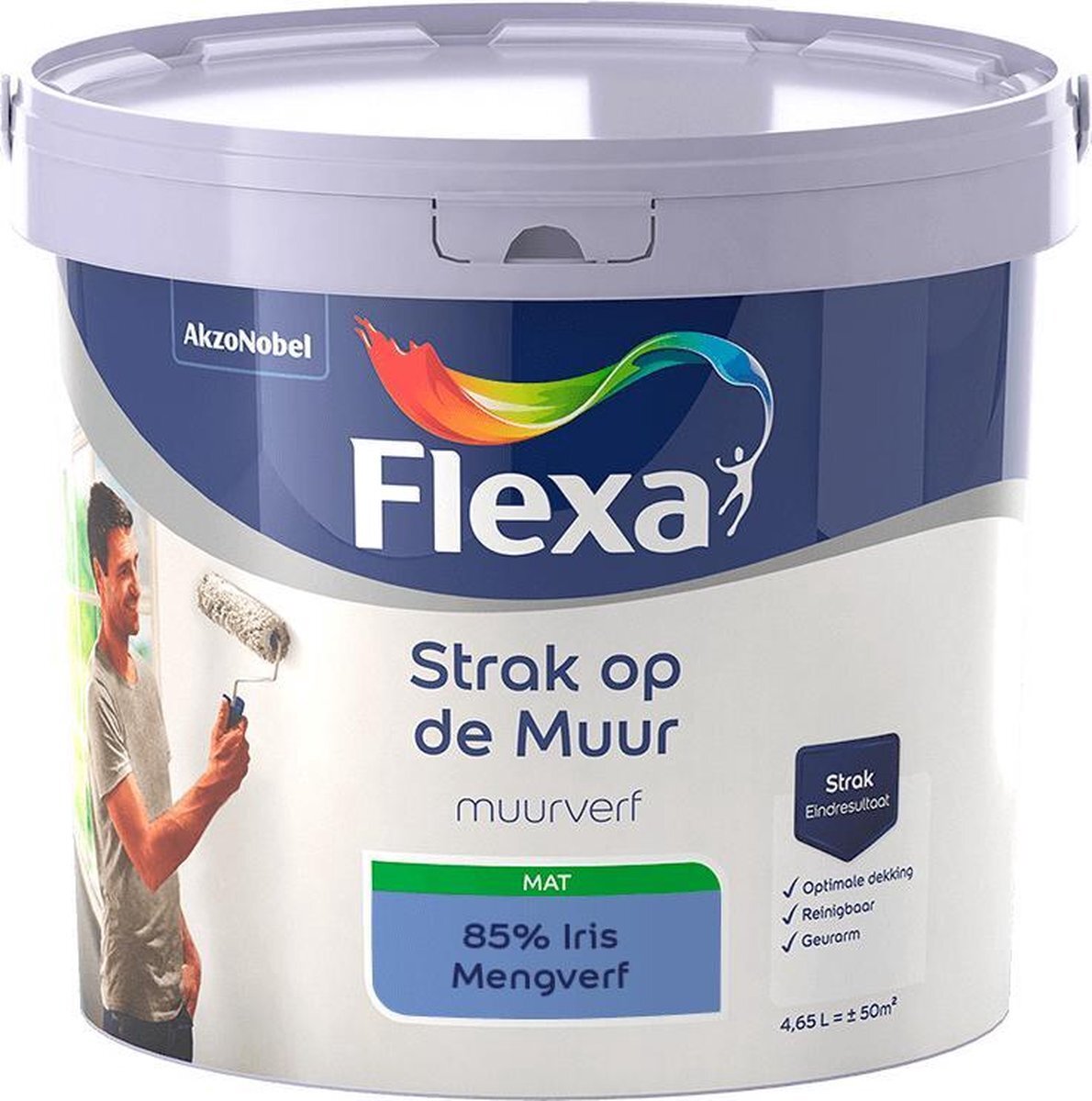 FLEXA - Strak op de muur - Muurverf - Mengcollectie - 85% Iris - 5 Liter