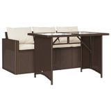 vidaXL 2-delige Tuinset met Kussens, Poly Rattan, Bruin