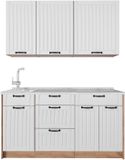 Vicco Eenpersoonskeuken Fame-Line, Wit Landhuis/Goudkleurig Eiken, 150 cm, WB Marmer