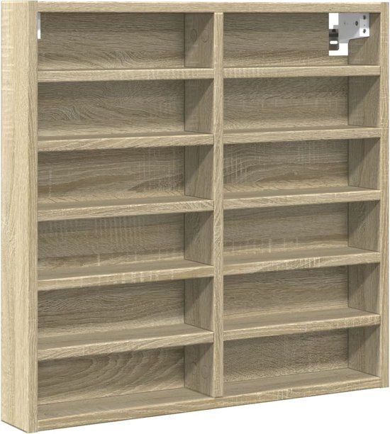 vidaXL Vitrinekast - 60x8,5x58 cm - Bewerkt Hout - Sonoma Eikenkleurig