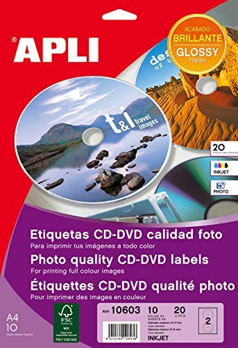 APLI MEGA - CD/DVD-etiketten - 20 stuks