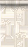ESTAhome behang grafisch 3D motief zand beige
