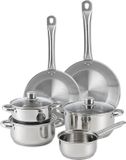 Set de cuisine - Set de casseroles - Cuisine saine - Fond capsule à induction - 7 pièces - Chrome
