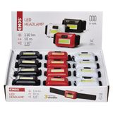 EMOS Mini lampe frontale led, 12 pièces, multipack familial, idéal pour enfants, durée d'éclairage 40 pièces, lampe frontale led COB avec luminosité 110lm, portée lumineuse 15m et 3 modes d'éclairage, fonctionne sur piles