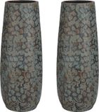 Mica Decorations Bloemenvaas Clemente - 2x - 55 x 21 cm - groen/koper - keramiek - vaas
