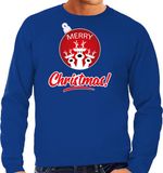 Bellatio Decorations Shoppartners Bv Rendier Kerstbal sweater / Kerst trui Merry Christmas blauw voor heren - Kerstkleding / Christmas outfit XL