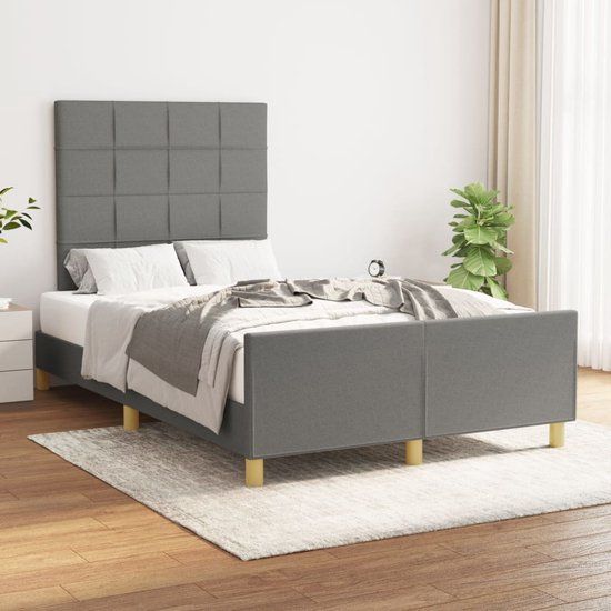 vidaXL Bedframe - zonder matras - 120x200 cm - stof - donkergrijs