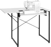 VEVOR Naaitafel, Naaimachinetafel met Opvouwbaar Tafelblad, Verstelbare Plank en Stalen Poten, Wit
