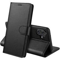 Phonillico® Zwarte Wallet Hoes voor iPhone 17 - Magnetische Flipcover met Kaartvak