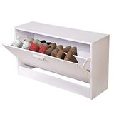 Ruimtebesparende schoenenkast, slank, compact, schoenenrek, uittrekbaar, meubels, klein, afmetingen: 80 x 24 x 45 cm (wit)