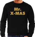 Mr. X-mas Foute Kersttrui sweater - gouden glitter letters - noir - pour hommes - vêtements de Noël XL