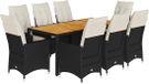 vidaXL 9-delige Tuinset Poly Rattan Zwart