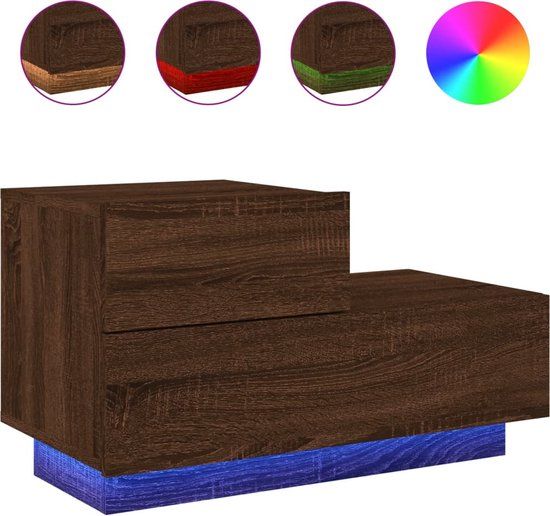 vidaXL Nachtkastje met LED-verlichting 70x36x40,5 cm bruin eikenkleur