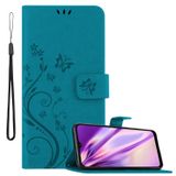 Cadorabo Samsung Galaxy A03s Hoesje Blauw Bloemenpatroon Book Case met Magneetsluiting en Standfunctie