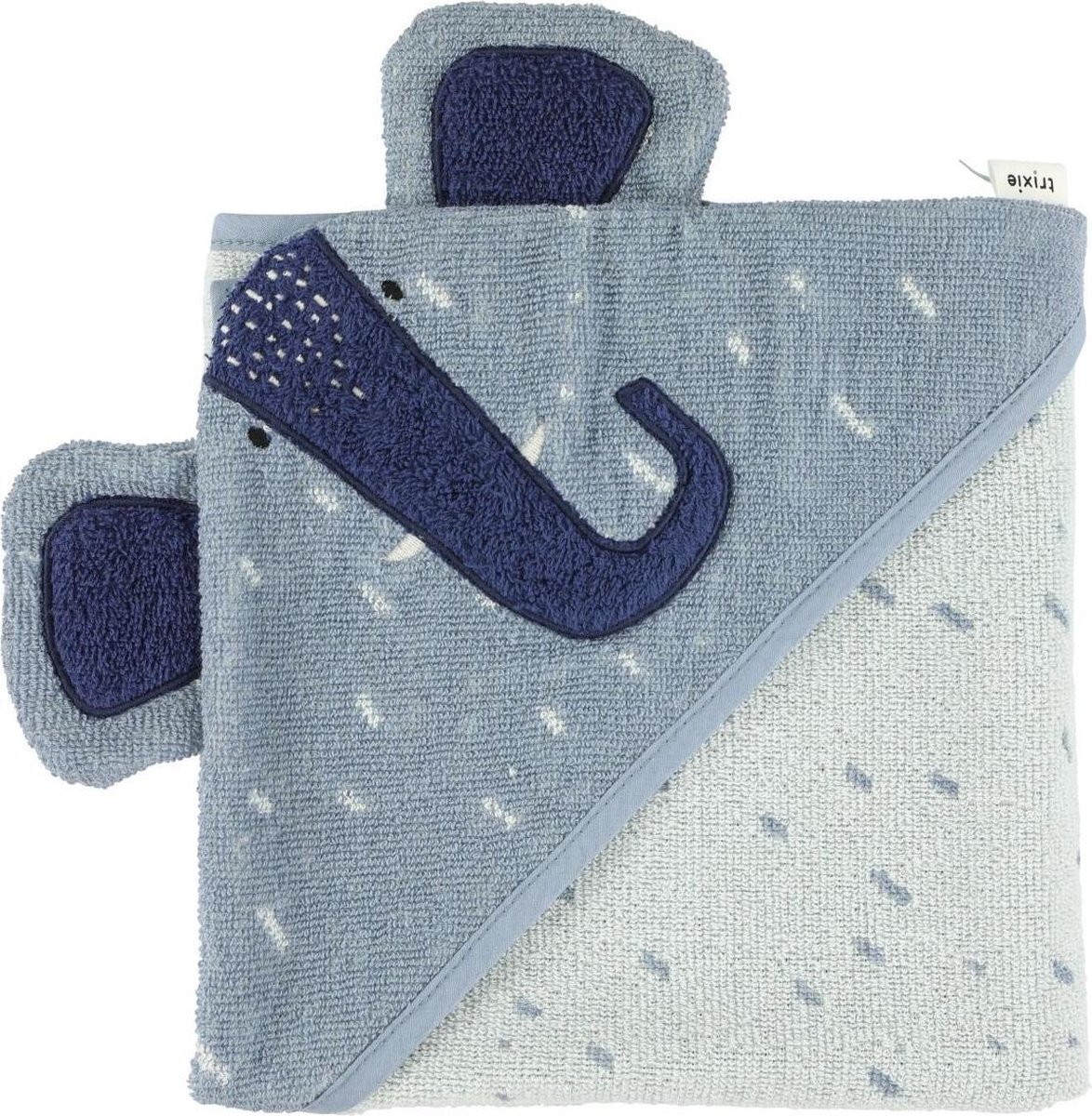 TRIXIE badcape Mrs. Elephant 75 x 75 cm biologisch katoen blauw blauw