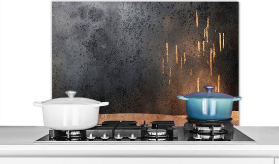 KitchenYeah Spatscherm keuken - Design - Luxe - Goud - Abstract - 80x55 cm - Aluminium