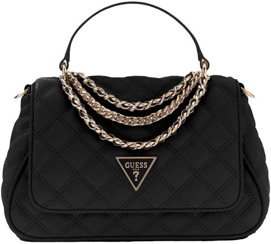 GUESS Giully II Top Handle Flap Bag Black zwart