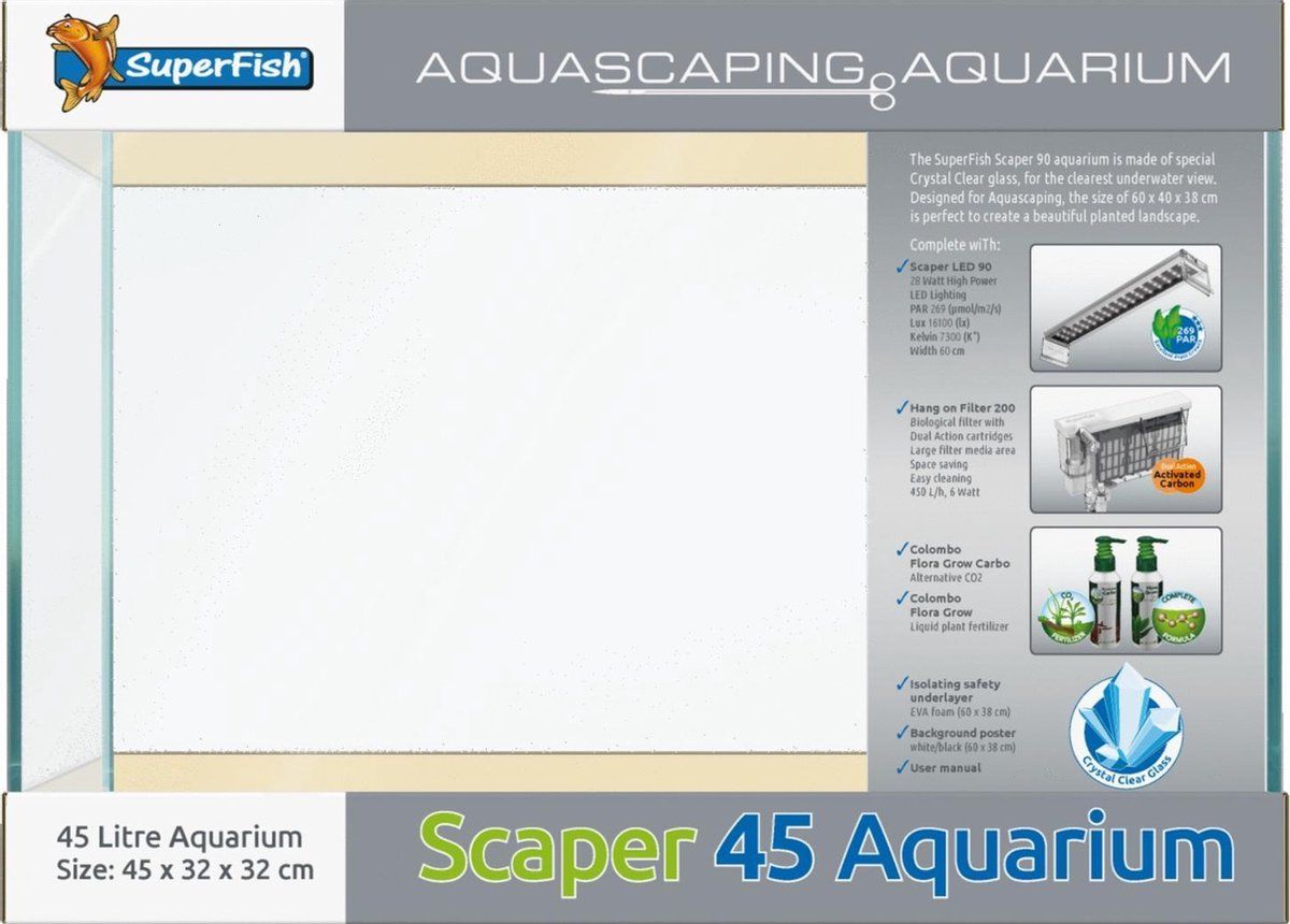 SuperFish Scaper 45 - Aquaria - 45x32x32 cm 45 l Transparant