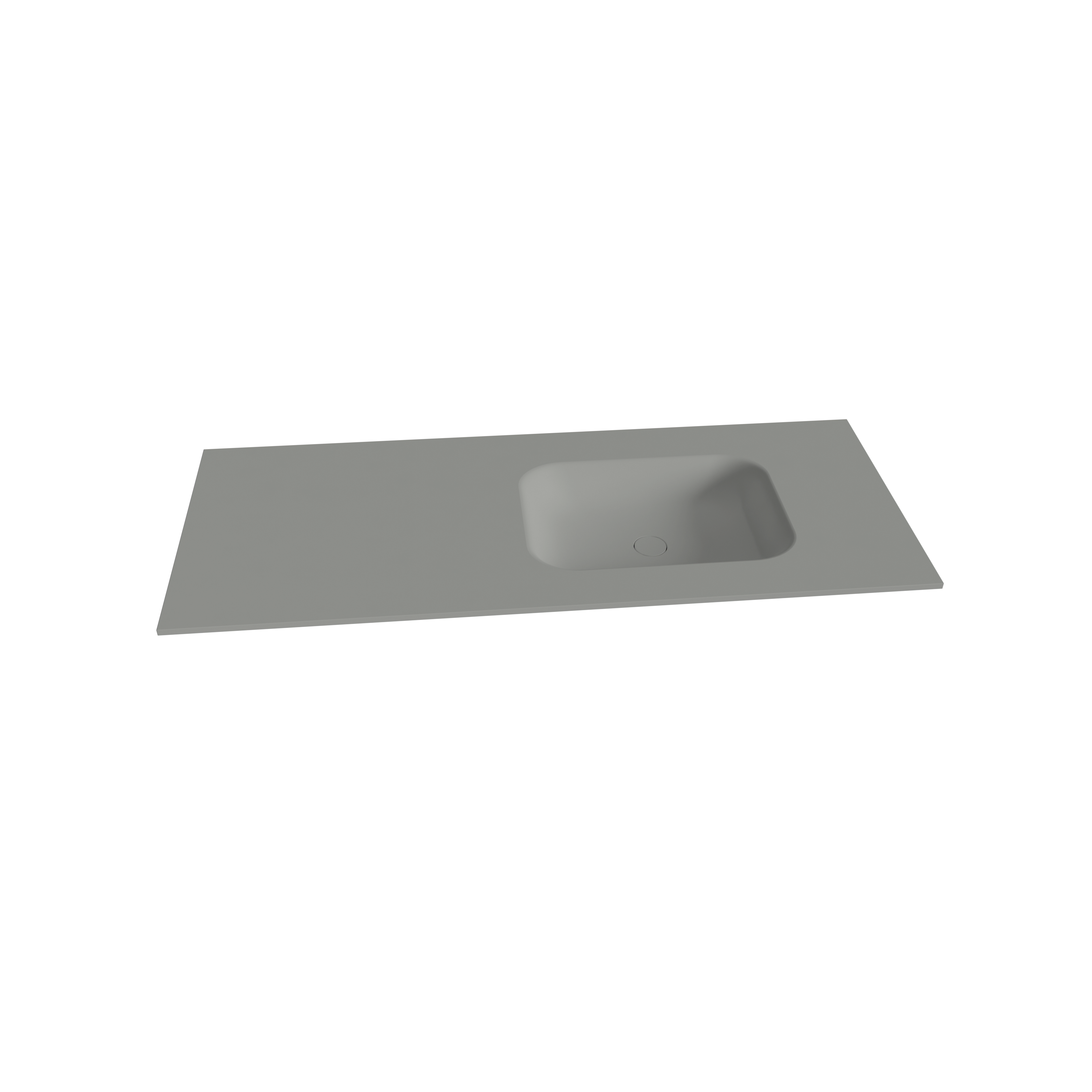 Balmani Balmani Tablo Arcato asymmetrisch rechtse wastafel met afvoerplug mat steengrijze Solid Surface 135 x 55,5 cm
